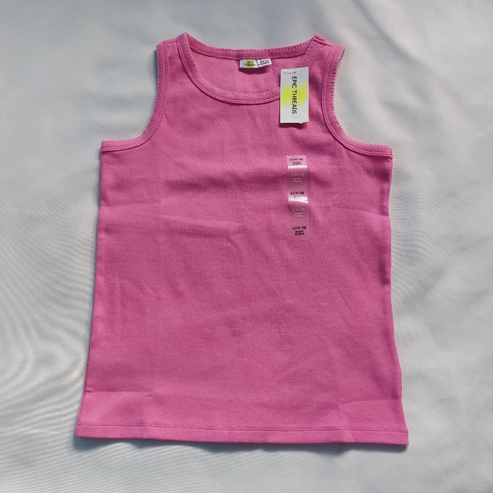 Epic Threads Vibrant Pink Tank Top Sleeveles‎ Size L 14-16